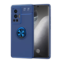 Silikon Hülle Handyhülle Ultra Dünn Schutzhülle Tasche Flexible mit Magnetisch Fingerring Ständer SD2 für Vivo X70 Pro 5G Blau