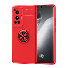Silikon Hülle Handyhülle Ultra Dünn Schutzhülle Tasche Flexible mit Magnetisch Fingerring Ständer SD2 für Vivo X70 Pro 5G Rot