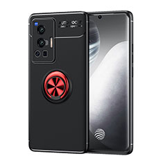 Silikon Hülle Handyhülle Ultra Dünn Schutzhülle Tasche Flexible mit Magnetisch Fingerring Ständer SD2 für Vivo X70 Pro 5G Rot und Schwarz