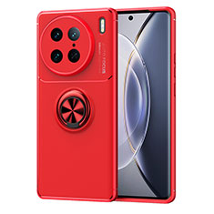 Silikon Hülle Handyhülle Ultra Dünn Schutzhülle Tasche Flexible mit Magnetisch Fingerring Ständer SD2 für Vivo X90 Pro 5G Rot