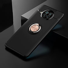 Silikon Hülle Handyhülle Ultra Dünn Schutzhülle Tasche Flexible mit Magnetisch Fingerring Ständer SD2 für Xiaomi Mi 10i 5G Gold und Schwarz