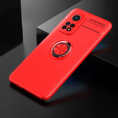 Silikon Hülle Handyhülle Ultra Dünn Schutzhülle Tasche Flexible mit Magnetisch Fingerring Ständer SD2 für Xiaomi Mi 10T 5G Rot