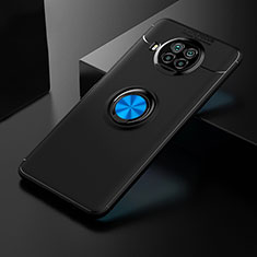 Silikon Hülle Handyhülle Ultra Dünn Schutzhülle Tasche Flexible mit Magnetisch Fingerring Ständer SD2 für Xiaomi Mi 10T Lite 5G Blau und Schwarz