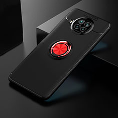 Silikon Hülle Handyhülle Ultra Dünn Schutzhülle Tasche Flexible mit Magnetisch Fingerring Ständer SD2 für Xiaomi Mi 10T Lite 5G Rot und Schwarz