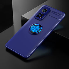 Silikon Hülle Handyhülle Ultra Dünn Schutzhülle Tasche Flexible mit Magnetisch Fingerring Ständer SD2 für Xiaomi Mi 10T Pro 5G Blau