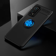 Silikon Hülle Handyhülle Ultra Dünn Schutzhülle Tasche Flexible mit Magnetisch Fingerring Ständer SD2 für Xiaomi Mi 10T Pro 5G Blau und Schwarz