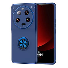 Silikon Hülle Handyhülle Ultra Dünn Schutzhülle Tasche Flexible mit Magnetisch Fingerring Ständer SD2 für Xiaomi Mi 13 Ultra 5G Blau