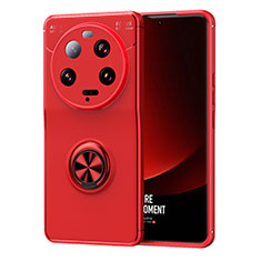 Silikon Hülle Handyhülle Ultra Dünn Schutzhülle Tasche Flexible mit Magnetisch Fingerring Ständer SD2 für Xiaomi Mi 13 Ultra 5G Rot