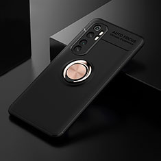 Silikon Hülle Handyhülle Ultra Dünn Schutzhülle Tasche Flexible mit Magnetisch Fingerring Ständer SD2 für Xiaomi Mi Note 10 Lite Gold und Schwarz