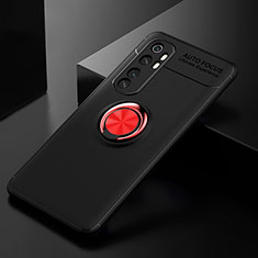 Silikon Hülle Handyhülle Ultra Dünn Schutzhülle Tasche Flexible mit Magnetisch Fingerring Ständer SD2 für Xiaomi Mi Note 10 Lite Rot und Schwarz