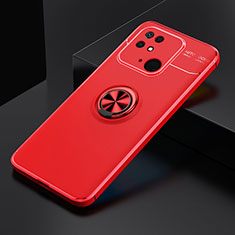 Silikon Hülle Handyhülle Ultra Dünn Schutzhülle Tasche Flexible mit Magnetisch Fingerring Ständer SD2 für Xiaomi Redmi 10 Power Rot