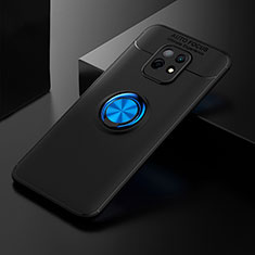 Silikon Hülle Handyhülle Ultra Dünn Schutzhülle Tasche Flexible mit Magnetisch Fingerring Ständer SD2 für Xiaomi Redmi 10X 5G Blau und Schwarz