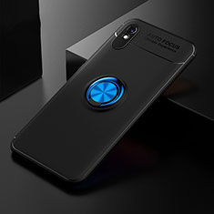 Silikon Hülle Handyhülle Ultra Dünn Schutzhülle Tasche Flexible mit Magnetisch Fingerring Ständer SD2 für Xiaomi Redmi 9A Blau und Schwarz