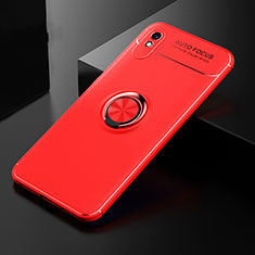 Silikon Hülle Handyhülle Ultra Dünn Schutzhülle Tasche Flexible mit Magnetisch Fingerring Ständer SD2 für Xiaomi Redmi 9A Rot