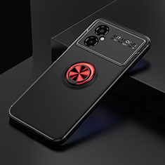 Silikon Hülle Handyhülle Ultra Dünn Schutzhülle Tasche Flexible mit Magnetisch Fingerring Ständer SD2 für Xiaomi Redmi Note 11R 5G Rot und Schwarz