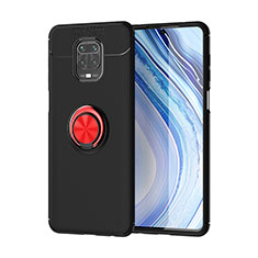 Silikon Hülle Handyhülle Ultra Dünn Schutzhülle Tasche Flexible mit Magnetisch Fingerring Ständer SD2 für Xiaomi Redmi Note 9 Pro Rot und Schwarz