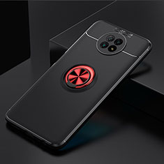Silikon Hülle Handyhülle Ultra Dünn Schutzhülle Tasche Flexible mit Magnetisch Fingerring Ständer SD2 für Xiaomi Redmi Note 9T 5G Rot und Schwarz