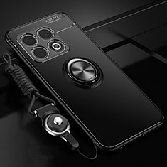 Silikon Hülle Handyhülle Ultra Dünn Schutzhülle Tasche Flexible mit Magnetisch Fingerring Ständer SD3 für OnePlus 10 Pro 5G Schwarz