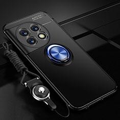 Silikon Hülle Handyhülle Ultra Dünn Schutzhülle Tasche Flexible mit Magnetisch Fingerring Ständer SD3 für OnePlus 11 5G Blau und Schwarz