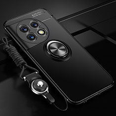 Silikon Hülle Handyhülle Ultra Dünn Schutzhülle Tasche Flexible mit Magnetisch Fingerring Ständer SD3 für OnePlus 11 5G Schwarz