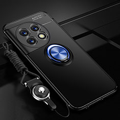Silikon Hülle Handyhülle Ultra Dünn Schutzhülle Tasche Flexible mit Magnetisch Fingerring Ständer SD3 für OnePlus Ace 2 5G Blau und Schwarz