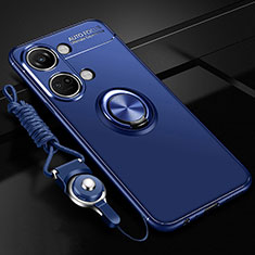 Silikon Hülle Handyhülle Ultra Dünn Schutzhülle Tasche Flexible mit Magnetisch Fingerring Ständer SD3 für OnePlus Ace 2V 5G Blau