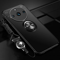 Silikon Hülle Handyhülle Ultra Dünn Schutzhülle Tasche Flexible mit Magnetisch Fingerring Ständer SD3 für Realme 11 Pro 5G Schwarz