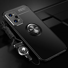 Silikon Hülle Handyhülle Ultra Dünn Schutzhülle Tasche Flexible mit Magnetisch Fingerring Ständer SD3 für Realme GT Neo 3T 5G Schwarz