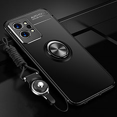 Silikon Hülle Handyhülle Ultra Dünn Schutzhülle Tasche Flexible mit Magnetisch Fingerring Ständer SD3 für Realme GT2 Pro 5G Schwarz