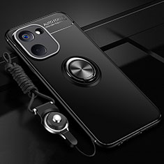 Silikon Hülle Handyhülle Ultra Dünn Schutzhülle Tasche Flexible mit Magnetisch Fingerring Ständer SD3 für Realme V30t 5G Schwarz