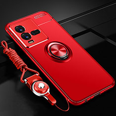 Silikon Hülle Handyhülle Ultra Dünn Schutzhülle Tasche Flexible mit Magnetisch Fingerring Ständer SD3 für Vivo iQOO 10 Pro 5G Rot