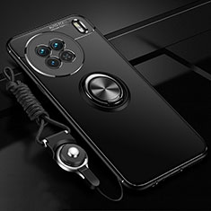 Silikon Hülle Handyhülle Ultra Dünn Schutzhülle Tasche Flexible mit Magnetisch Fingerring Ständer SD3 für Vivo X90 5G Schwarz