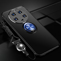 Silikon Hülle Handyhülle Ultra Dünn Schutzhülle Tasche Flexible mit Magnetisch Fingerring Ständer SD3 für Xiaomi Mi 13 Ultra 5G Blau und Schwarz