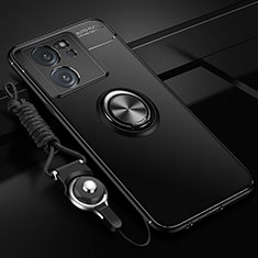 Silikon Hülle Handyhülle Ultra Dünn Schutzhülle Tasche Flexible mit Magnetisch Fingerring Ständer SD3 für Xiaomi Mi 13T 5G Schwarz