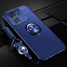 Silikon Hülle Handyhülle Ultra Dünn Schutzhülle Tasche Flexible mit Magnetisch Fingerring Ständer SD3 für Xiaomi Mi 13T Pro 5G Blau