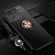 Silikon Hülle Handyhülle Ultra Dünn Schutzhülle Tasche Flexible mit Magnetisch Fingerring Ständer SD3 für Xiaomi Mi 13T Pro 5G Gold und Schwarz