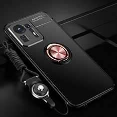 Silikon Hülle Handyhülle Ultra Dünn Schutzhülle Tasche Flexible mit Magnetisch Fingerring Ständer SD3 für Xiaomi Mi Mix 4 5G Gold und Schwarz