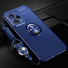 Silikon Hülle Handyhülle Ultra Dünn Schutzhülle Tasche Flexible mit Magnetisch Fingerring Ständer SD3 für Xiaomi Poco X5 5G Blau