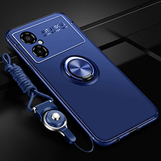 Silikon Hülle Handyhülle Ultra Dünn Schutzhülle Tasche Flexible mit Magnetisch Fingerring Ständer SD3 für Xiaomi Redmi Note 11R 5G Blau