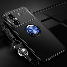 Silikon Hülle Handyhülle Ultra Dünn Schutzhülle Tasche Flexible mit Magnetisch Fingerring Ständer SD3 für Xiaomi Redmi Note 11R 5G Blau und Schwarz