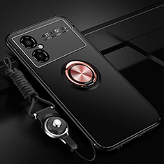 Silikon Hülle Handyhülle Ultra Dünn Schutzhülle Tasche Flexible mit Magnetisch Fingerring Ständer SD3 für Xiaomi Redmi Note 11R 5G Gold und Schwarz