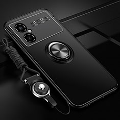 Silikon Hülle Handyhülle Ultra Dünn Schutzhülle Tasche Flexible mit Magnetisch Fingerring Ständer SD3 für Xiaomi Redmi Note 11R 5G Schwarz
