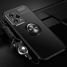 Silikon Hülle Handyhülle Ultra Dünn Schutzhülle Tasche Flexible mit Magnetisch Fingerring Ständer SD3 für Xiaomi Redmi Note 12 5G Schwarz