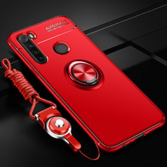 Silikon Hülle Handyhülle Ultra Dünn Schutzhülle Tasche Flexible mit Magnetisch Fingerring Ständer SD3 für Xiaomi Redmi Note 8 (2021) Rot
