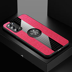 Silikon Hülle Handyhülle Ultra Dünn Schutzhülle Tasche Flexible mit Magnetisch Fingerring Ständer X01L für OnePlus Nord N200 5G Rot