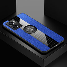 Silikon Hülle Handyhülle Ultra Dünn Schutzhülle Tasche Flexible mit Magnetisch Fingerring Ständer X01L für OnePlus Nord N300 5G Blau