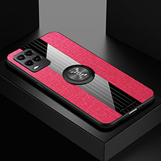 Silikon Hülle Handyhülle Ultra Dünn Schutzhülle Tasche Flexible mit Magnetisch Fingerring Ständer X01L für Oppo A54 4G Rot