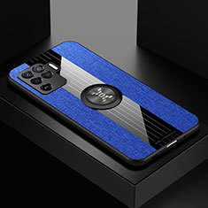 Silikon Hülle Handyhülle Ultra Dünn Schutzhülle Tasche Flexible mit Magnetisch Fingerring Ständer X01L für Oppo A94 4G Blau