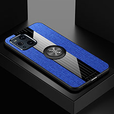 Silikon Hülle Handyhülle Ultra Dünn Schutzhülle Tasche Flexible mit Magnetisch Fingerring Ständer X01L für Oppo Find X3 Pro 5G Blau