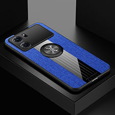 Silikon Hülle Handyhülle Ultra Dünn Schutzhülle Tasche Flexible mit Magnetisch Fingerring Ständer X01L für Oppo K10 5G Blau